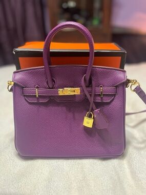 H Birkin 25 Anemone Purple TOGO Leather Gold Tone Hardware Strap BEAUTIFUL